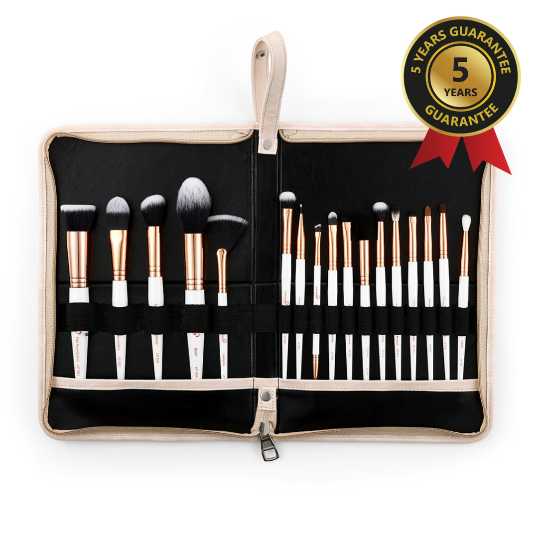 GLAMSTROKES BRUSH SET 17 PCS – ROSE GOLD with Face Sheet Mask