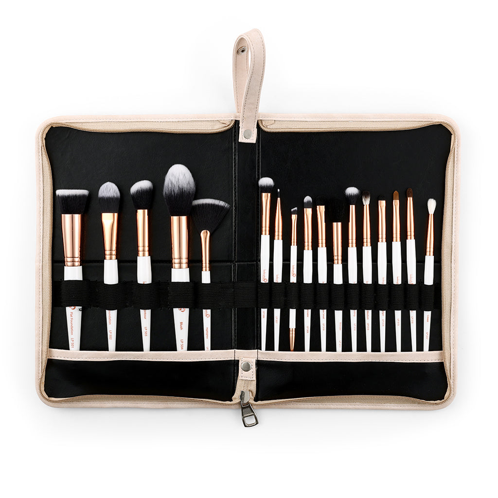 GLAMSTROKES BRUSH SET 17 PCS – ROSE GOLD