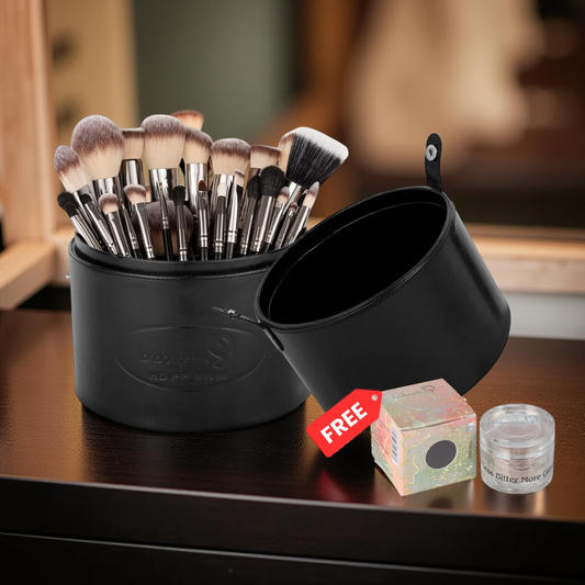 HD PROFESSIONAL BRUSH SET 30 PCS + FREE MAKEUP GLITTER (SILVER)