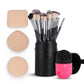 12 Pieace Makeup Brush Set and Sponge Holder and Powder Puff Combo1 - London Prime