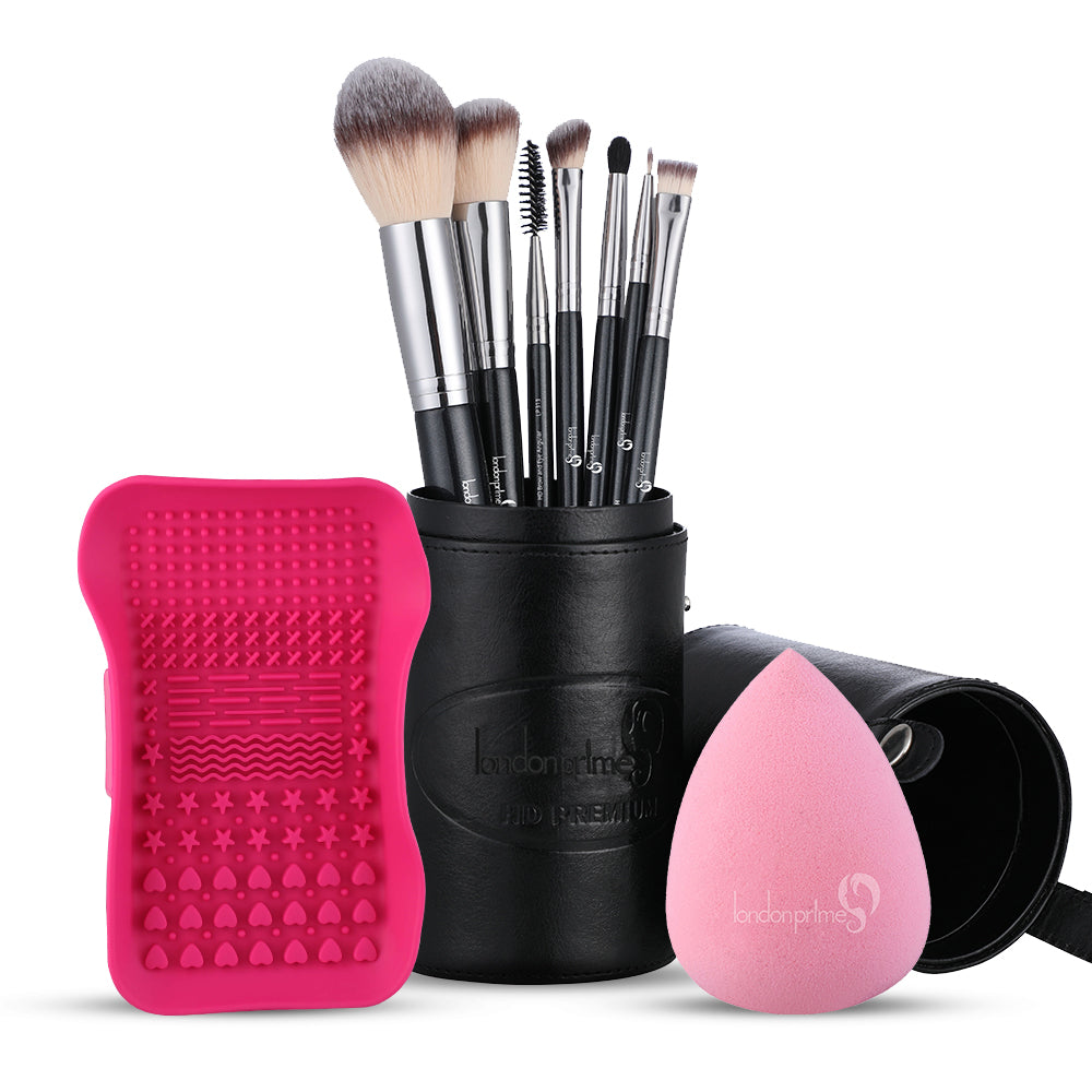 7 Pieace Makeup Brush Set and Beauty Blender and Brush Cleaner Combo3 - London Prime